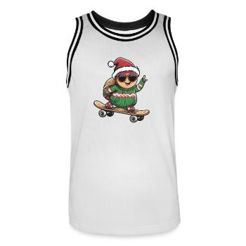 Escargot Noël Drôle - Maillot de basket Homme - blanc/noir - Devant - AI Model Male 185 dark (185cm)