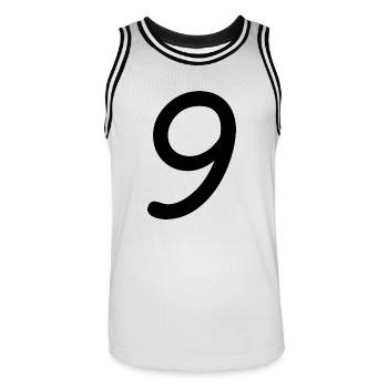 9 - Männer Basketball-Trikot - Weiß/Schwarz - Vorne - AI Model Male 185 dark (185cm)