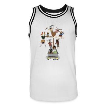pirate ship car - Men's Basketball Jersey - white/black - Front - AI Model Male 185 dark (185cm)