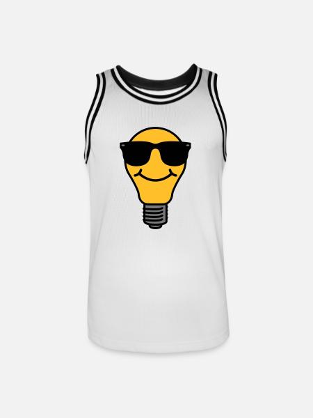 Lightbulb with sunglasses - Men's Basketball Jersey - white/black