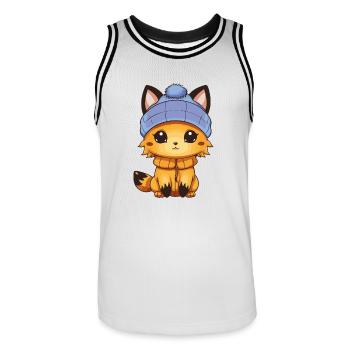 Fuchs Comic - Männer Basketball-Trikot - Weiß/Schwarz - Vorne - AI Model Male 185 dark (185cm)