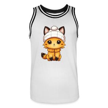 Fuchs Comic - Männer Basketball-Trikot - Weiß/Schwarz - Vorne - AI Model Male 185 dark (185cm)