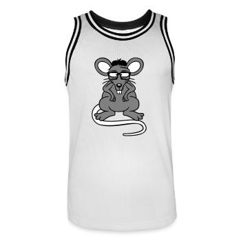 Maus Nerd Geek Hornbrille Schlau Intelligent Freak - Männer Basketball-Trikot - Weiß/Schwarz - Vorne - AI Model Male 185 dark (185cm)
