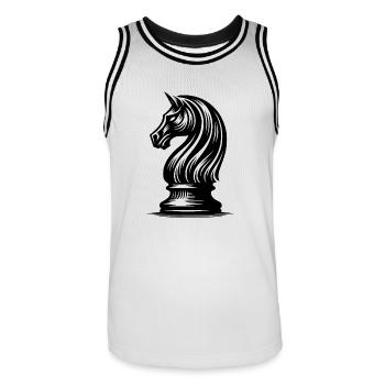 Chess Figure Horse Knight Tattoo Drawing - Men's Basketball Jersey - white/black - Front - AI Model Male 185 dark (185cm)