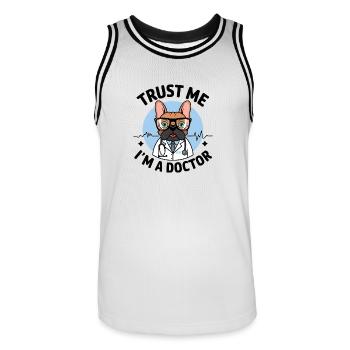 Croyez-moi, je suis un docteur bouledogue français - Maillot de basket Homme - blanc/noir - Devant - AI Model Male 185 dark (185cm)