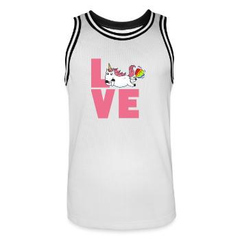 Love Einhorn - Männer Basketball-Trikot - Weiß/Schwarz - Vorne - AI Model Male 185 dark (185cm)