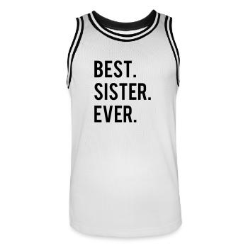 Best Sister Ever - Men's Basketball Jersey - white/black - Front - AI Model Male 185 dark (185cm)