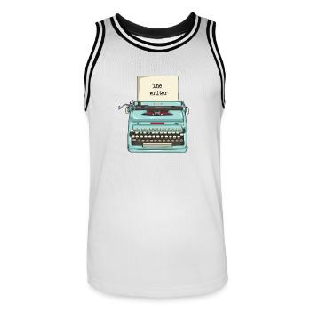 Typewriter - writer - Men's Basketball Jersey - white/black - Front - AI Model Male 185 dark (185cm)