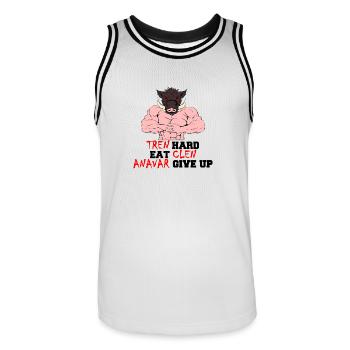 tren schwer - Männer Basketball-Trikot - Weiß/Schwarz - Vorne - AI Model Male 185 dark (185cm)
