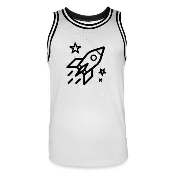 rocket - Men's Basketball Jersey - white/black - Front - AI Model Male 185 dark (185cm)