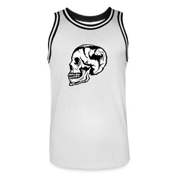 tete de mort profile skull crane 105 w - Maillot de basket Homme - blanc/noir - Devant - AI Model Male 185 dark (185cm)