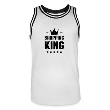 Shopping King - Men's Basketball Jersey - white/black - Front - AI Model Male 185 dark (185cm)