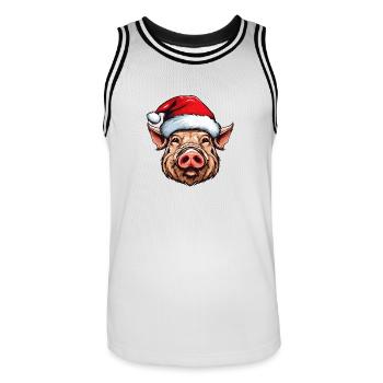 Pig Christmas Animal Head Sow - Men's Basketball Jersey - white/black - Front - AI Model Male 185 dark (185cm)