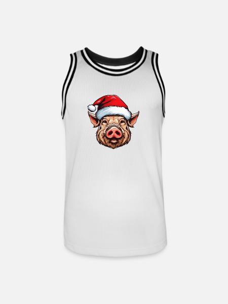 Pig Christmas Animal Head Sow - Men's Basketball Jersey - white/black