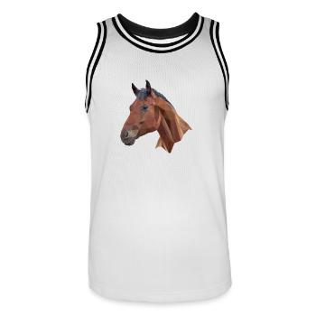 Pferd Poly - Männer Basketball-Trikot - Weiß/Schwarz - Vorne - AI Model Male 185 dark (185cm)