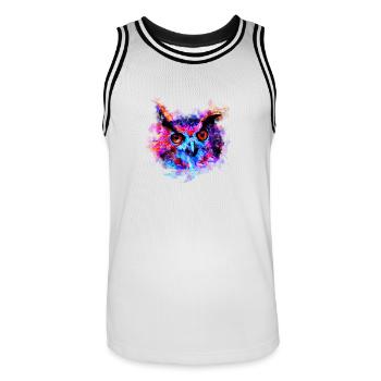 gxp owl purple blue perfect - Men's Basketball Jersey - white/black - Front - AI Model Male 185 dark (185cm)