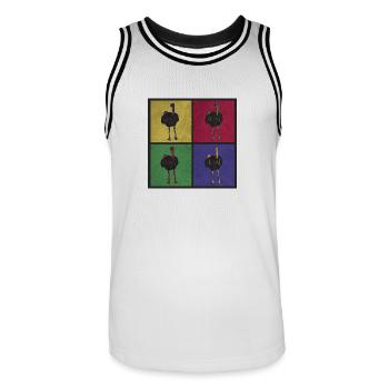 Bouquet oiseau pop art - Maillot de basket Homme - blanc/noir - Devant - AI Model Male 185 dark (185cm)