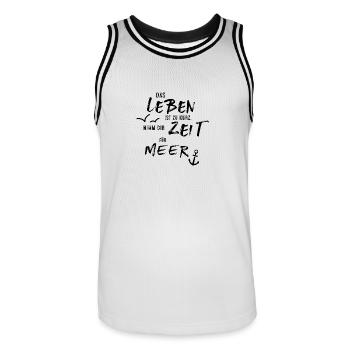Das Leben ist zu kurz. Nimm dir Zeit für Meer - Männer Basketball-Trikot - Weiß/Schwarz - Vorne - AI Model Male 185 dark (185cm)