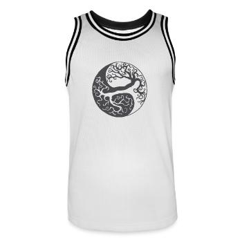 Cadeau de l'arbre de vie Yin Yang - Maillot de basket Homme - blanc/noir - Devant - AI Model Male 185 dark (185cm)