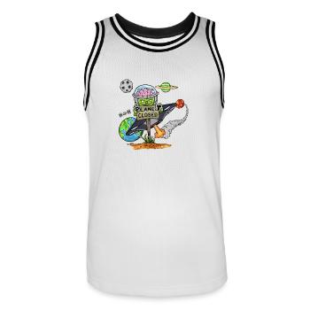 Planet Closed - Männer Basketball-Trikot - Weiß/Schwarz - Vorne - AI Model Male 185 dark (185cm)