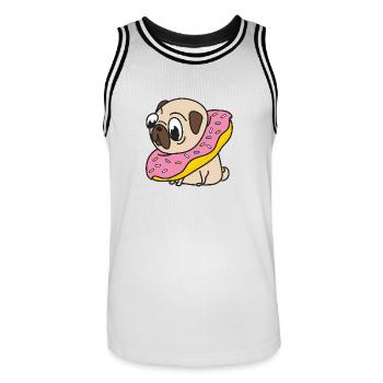 Pug Donut Dog Animaux Animaux domestiques - Maillot de basket Homme - blanc/noir - Devant - AI Model Male 185 dark (185cm)