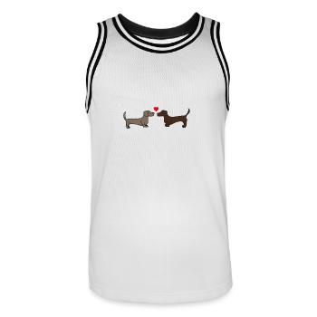 two kissing dachshunds, gift idea, poster - Men's Basketball Jersey - white/black - Front - AI Model Male 185 dark (185cm)