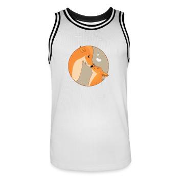 Animal Fox Love Family Mother Child Father - Men's Basketball Jersey - white/black - Front - AI Model Male 185 dark (185cm)