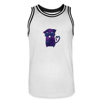 Galaxy Katze - Männer Basketball-Trikot - Weiß/Schwarz - Vorne - AI Model Male 185 dark (185cm)