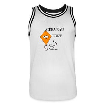 CERVEAU LENT - Maillot de basket Homme - blanc/noir - Devant - AI Model Male 185 dark (185cm)