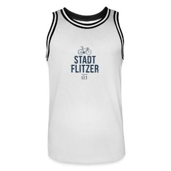 Stadtflitzer Fahrrad Köln - Männer Basketball-Trikot - Weiß/Schwarz - Vorne - AI Model Male 185 dark (185cm)