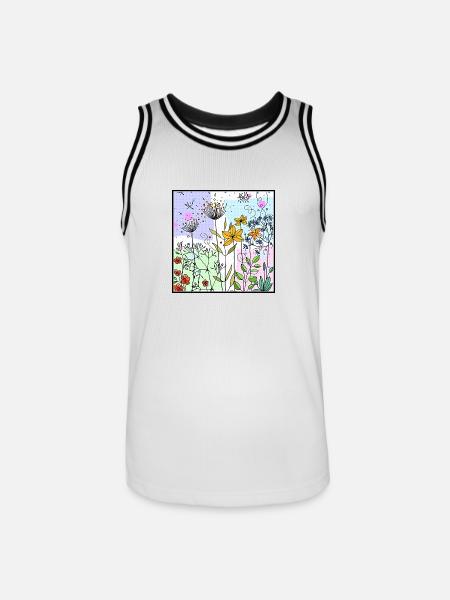 fleurs - Maillot de basket Homme - blanc/noir