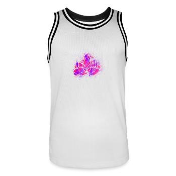 Fleur de Lotus Poudre rouge pourpre - Maillot de basket Homme - blanc/noir - Devant - AI Model Male 185 dark (185cm)