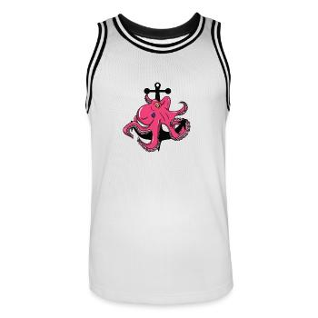 Octopus - Tintenfisch - Anker - Männer Basketball-Trikot - Weiß/Schwarz - Vorne - AI Model Male 185 dark (185cm)