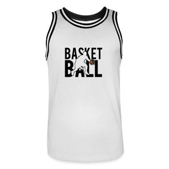Basketball - Men's Basketball Jersey - white/black - Front - AI Model Male 185 dark (185cm)