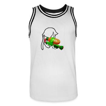 Inklink mit Waffe, Splatoon, Gamer, Zocken - Männer Basketball-Trikot - Weiß/Schwarz - Vorne - AI Model Male 185 dark (185cm)