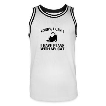 cat - Men's Basketball Jersey - white/black - Front - AI Model Male 185 dark (185cm)