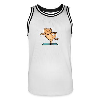 Katze beim Sport - Männer Basketball-Trikot - Weiß/Schwarz - Vorne - AI Model Male 185 dark (185cm)