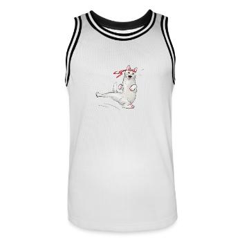 Katze beim Karate - Männer Basketball-Trikot - Weiß/Schwarz - Vorne - AI Model Male 185 dark (185cm)