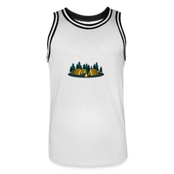 Camping Zelten Lagerfeuer Wald Wildnis Geschenk - Männer Basketball-Trikot - Weiß/Schwarz - Vorne - AI Model Male 185 dark (185cm)