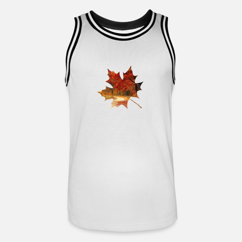 Feuillage de forêt de feuille d'érable automne - Maillot de basket Homme - blanc/noir