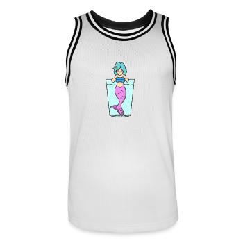 Mermaid in glass gift mermaid mythical creature sea - Men's Basketball Jersey - white/black - Front - AI Model Male 185 dark (185cm)