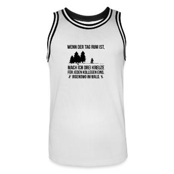 Wenn der Tag rum ist Spruch Kreuze Wald Geschenk - Männer Basketball-Trikot - Weiß/Schwarz - Vorne - AI Model Male 185 dark (185cm)