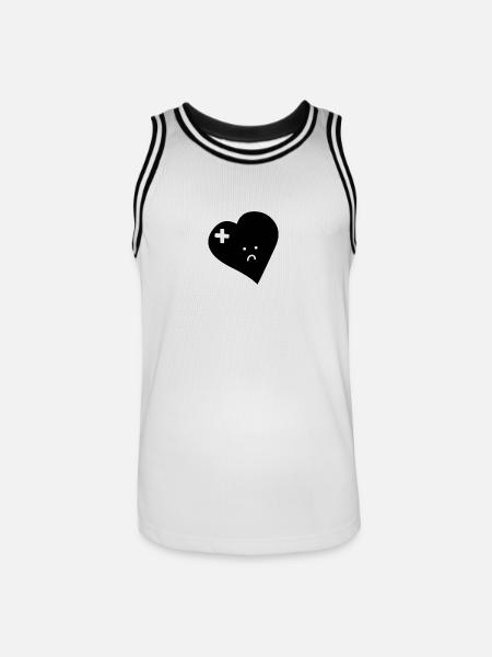 herz mit kleinem aua - Männer Basketball-Trikot - Weiß/Schwarz