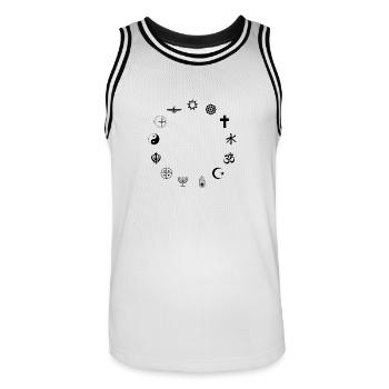 Religion - Men's Basketball Jersey - white/black - Front - AI Model Male 185 dark (185cm)