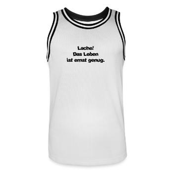Geschenk humor Zufriedenheit Leben humor verstand - Männer Basketball-Trikot - Weiß/Schwarz - Vorne - AI Model Male 185 dark (185cm)