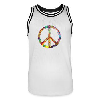 Peace - Männer Basketball-Trikot - Weiß/Schwarz - Vorne - AI Model Male 185 dark (185cm)