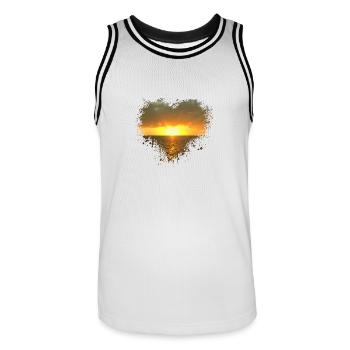 Sonnenaufgang Splatter Fleck Splash Spritzer Sonne - Männer Basketball-Trikot - Weiß/Schwarz - Vorne - AI Model Male 185 dark (185cm)