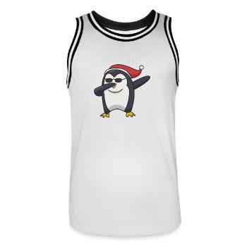 Pingouin tamponnant cadeau de Noël Hip Hop Cool - Maillot de basket Homme - blanc/noir - Devant - AI Model Male 185 dark (185cm)