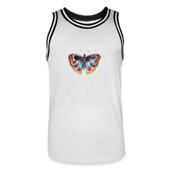 Colorful butterfly - Men's Basketball Jersey - white/black - Front - AI Model Male 185 dark (185cm)