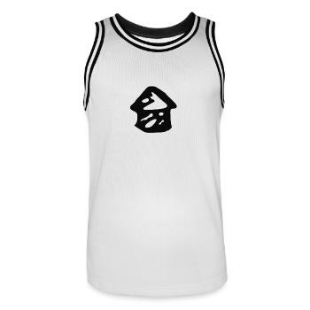 Fresher Turm (Schwarz) - Männer Basketball-Trikot - Weiß/Schwarz - Vorne - AI Model Male 185 dark (185cm)